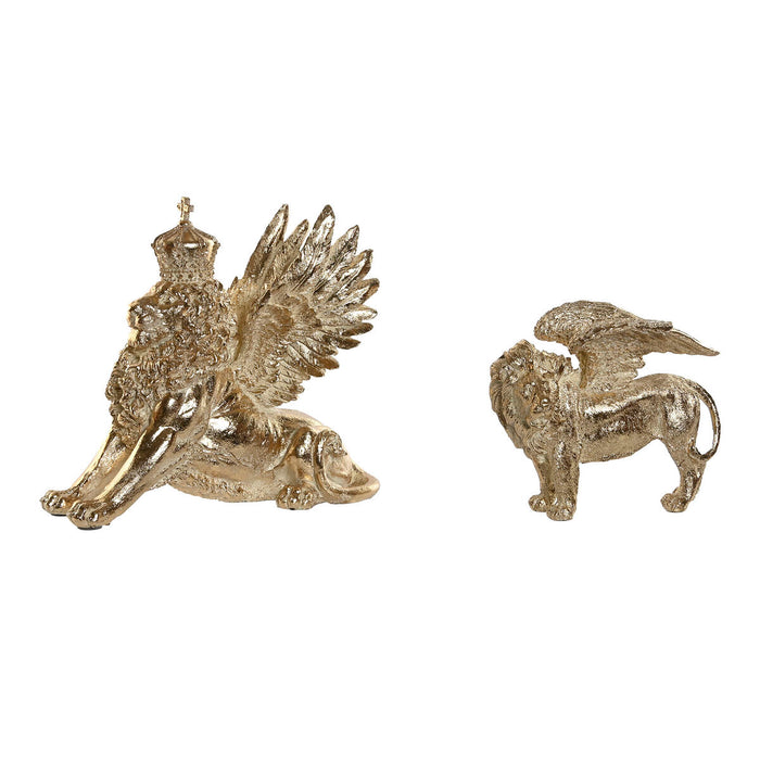 Декоративна фигурка Home ESPRIT Златен Лъв 20 x 10,5 x 17,5 cm 29 x 13 x 25 cm (2 броя)