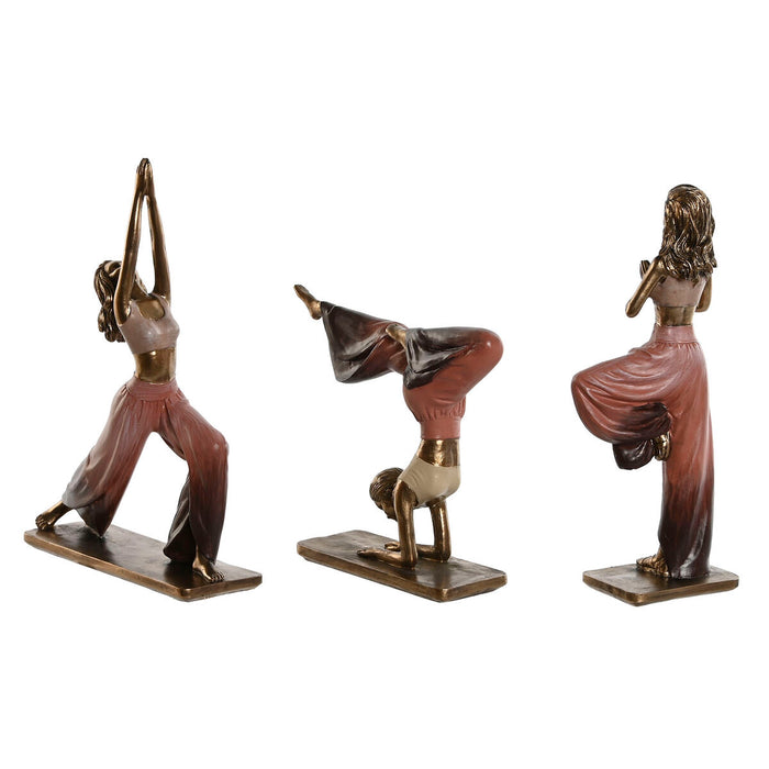 Декоративна фигурка Home ESPRIT Розов Златен Yoga Scandi 19 x 6 x 26 cm (3 броя)