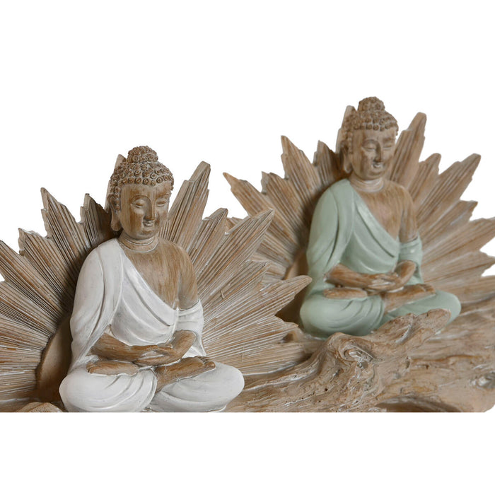 Декоративна фигурка Home ESPRIT Бял Зелен Буда Ориенталски 30 x 6 x 15 cm (2 броя)