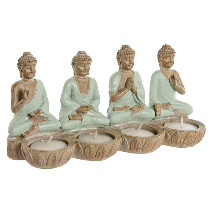 Декоративна фигурка Home ESPRIT Бял Зелен Буда Ориенталски 24 x 9 x 11 cm (2 броя)