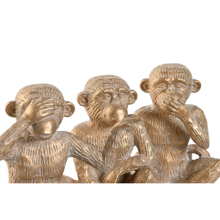 Декоративна фигурка Home ESPRIT Златен Маймуна Тропически 14 x 10 x 14 cm (3 броя)