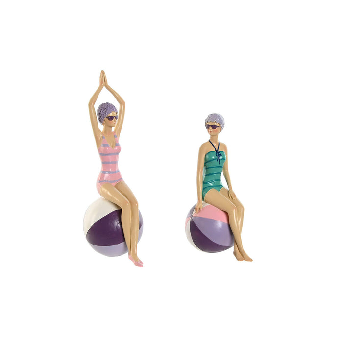 Декоративна фигурка Home ESPRIT цвят тюркоаз Люляк Средиземноморско 12,5 x 9 x 26,5 cm (2 броя)