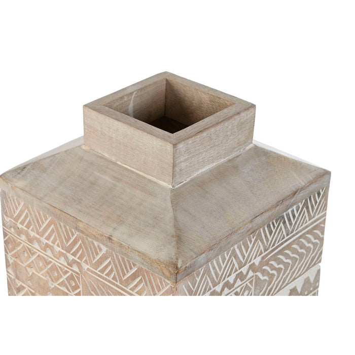 Ваза Home ESPRIT Бял Естествен Дърво манго Колониален 18 x 18 x 30,5 cm