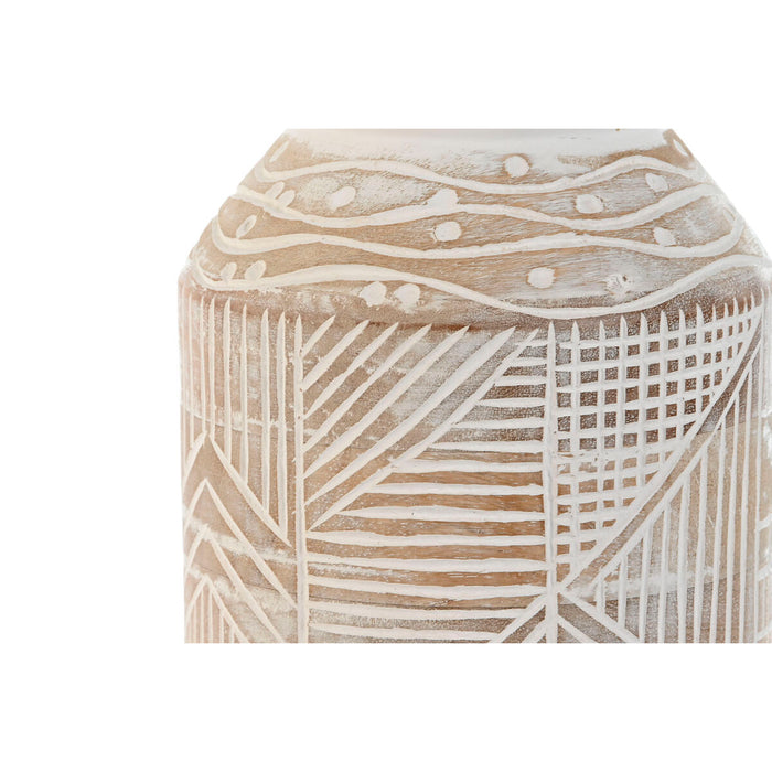 Ваза Home ESPRIT Бял Естествен Дърво манго Колониален 15 x 15 x 38 cm