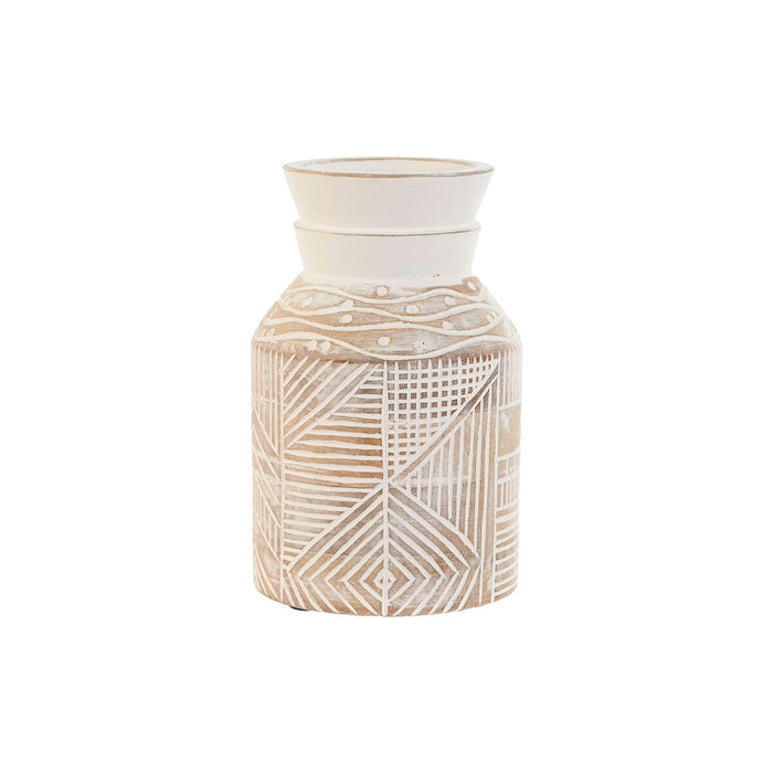 Ваза Home ESPRIT Бял Естествен Дърво манго Колониален 15 x 15 x 38 cm