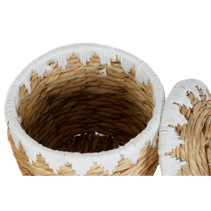 Комплект Декоративни Кутии Home ESPRIT Бял Естествен Естествено влакно Boho (2 Части)