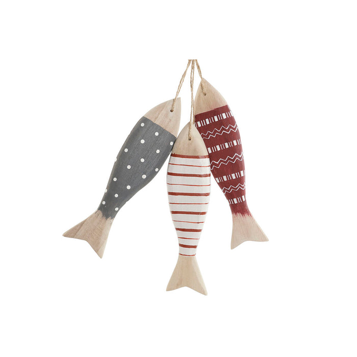 Висяща украса Home ESPRIT Син Червен Многоцветен Риби 5 x 2 x 20 cm (2 броя)