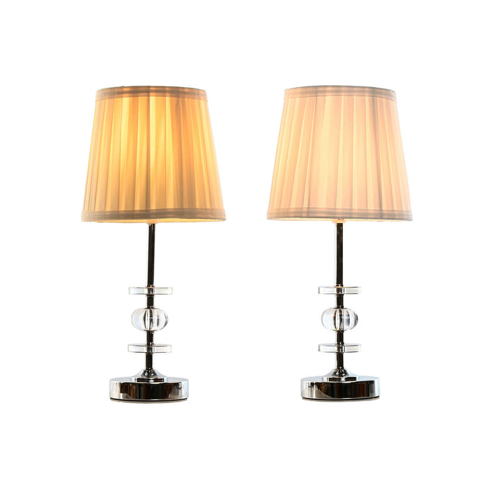 Настолна лампа Home ESPRIT Бял Бежов Металик Метал 25 W 220 V 20 x 20 x 43 cm (2 броя)
