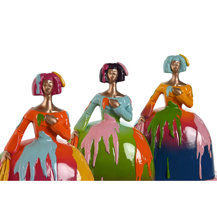 Декоративна фигурка Home ESPRIT Многоцветен Дама 17 x 13 x 21 cm (3 броя)