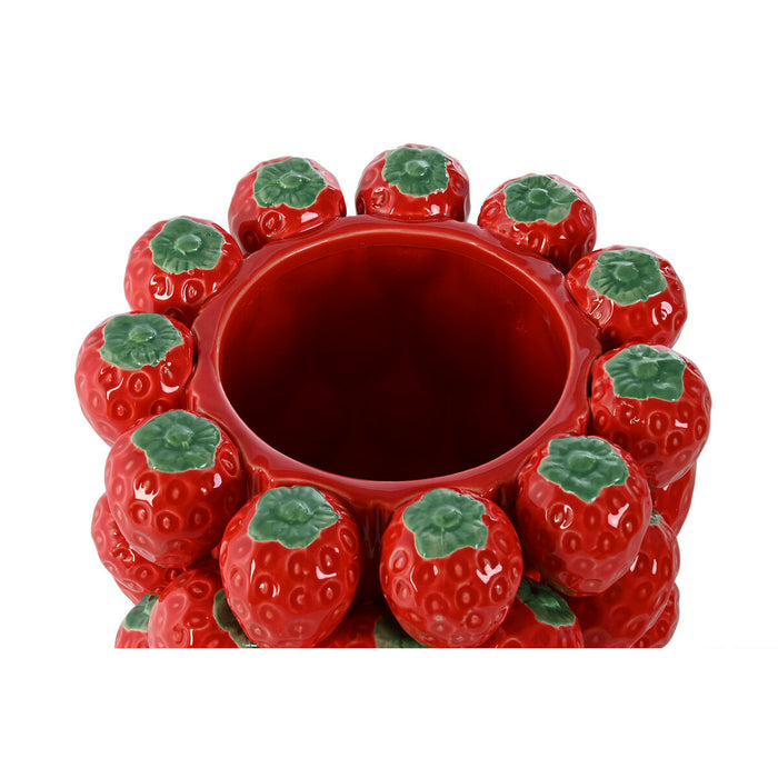 Ваза Home ESPRIT Червен Керамика Каменинов Ягоди Тропически 23 x 23 x 34 cm