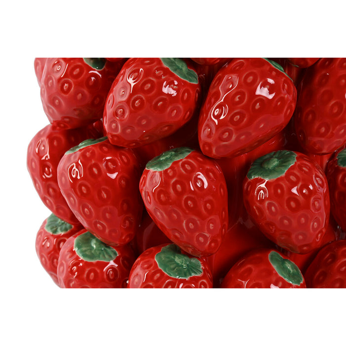 Ваза Home ESPRIT Червен Керамика Каменинов Ягоди Тропически 23 x 23 x 34 cm
