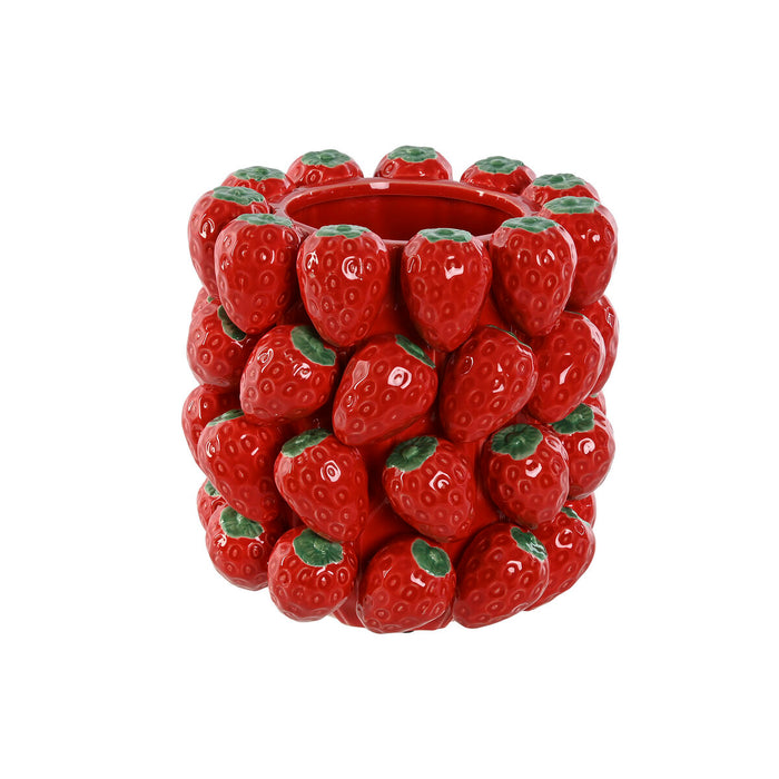 Ваза Home ESPRIT Червен Керамика Каменинов Ягоди Тропически 23 x 23 x 34 cm