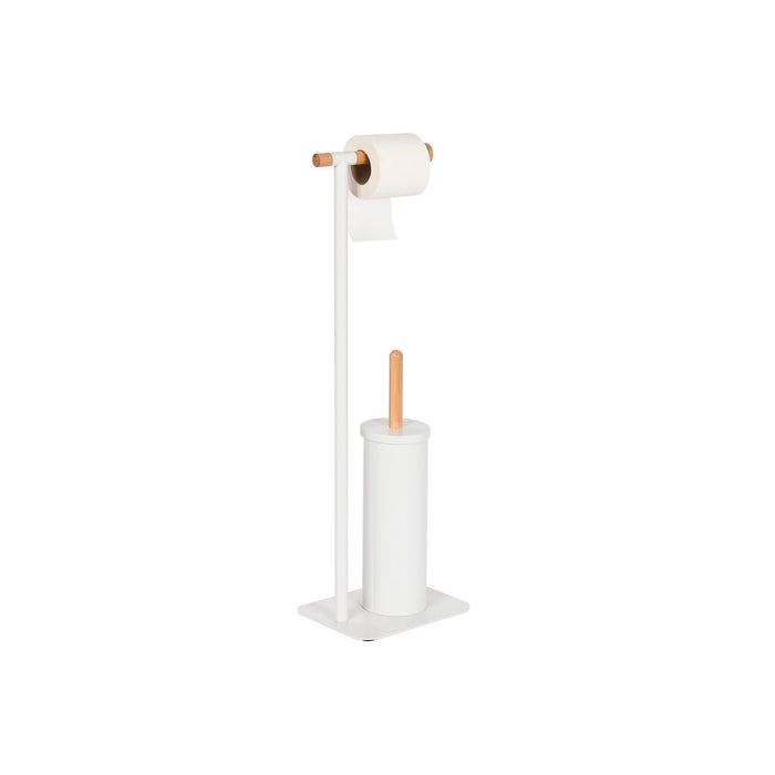 Поставка за Тоалетна Хартия Home ESPRIT Бял Естествен Метал Бамбук 22 x 16 x 68 cm