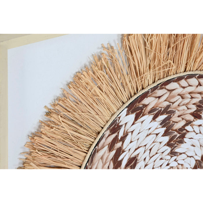 Пластно Home ESPRIT Бял Естествен Boho 60 x 3 x 60 cm (2 броя)