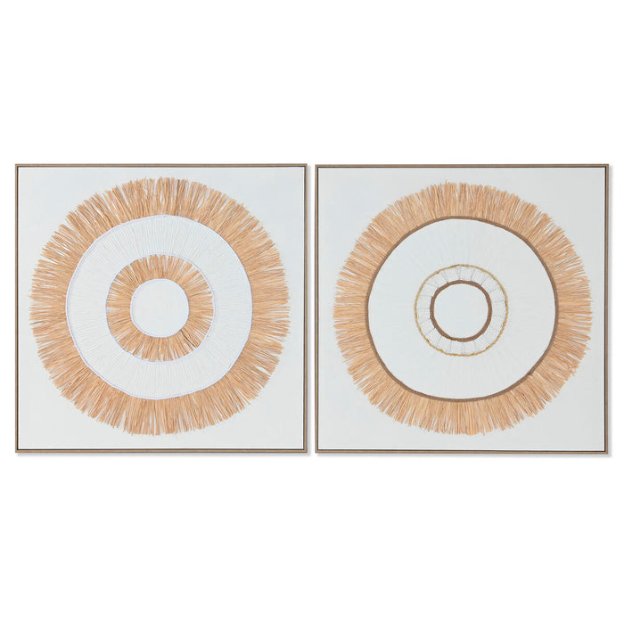 Пластно Home ESPRIT Бял Естествен Boho 92 x 4,5 x 92 cm (2 броя)