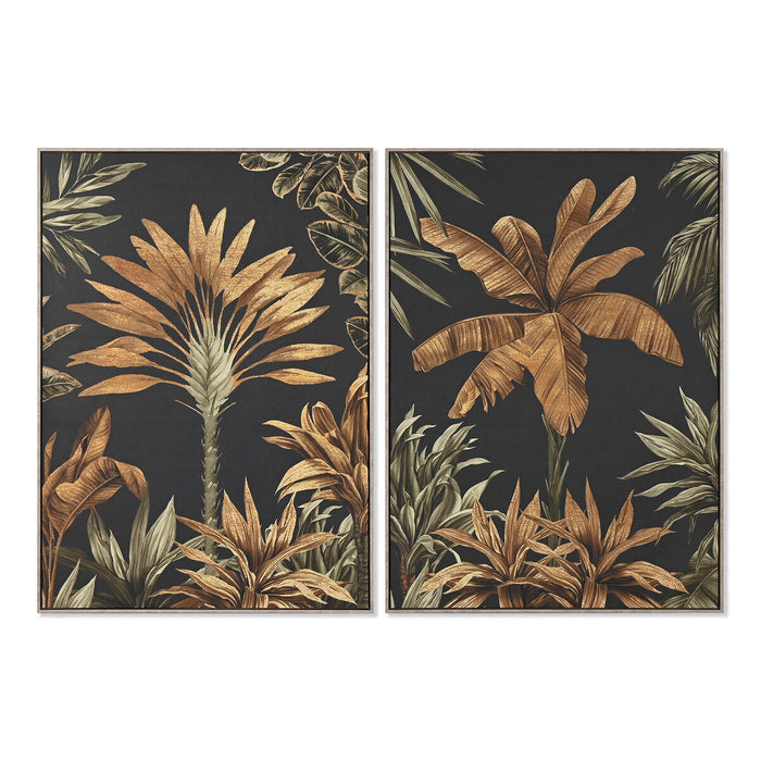 Картина Home ESPRIT Черен Златен Палми Тропически 103 x 4,5 x 143 cm (2 броя)