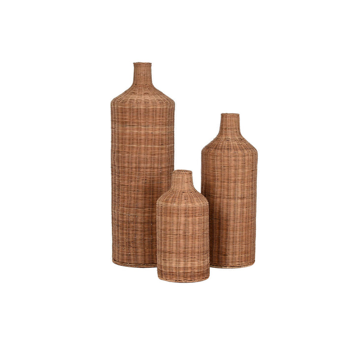 Комплект от 3 Вази Home ESPRIT Кафяв Метал Естествен 25 x 25 x 82 cm (3 Части)