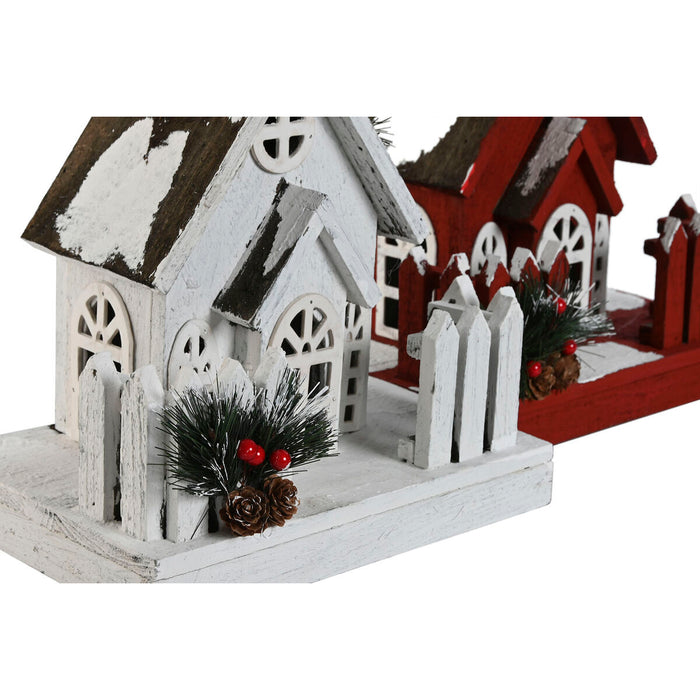 Коледна Украса Home ESPRIT Бял Червен 27 x 18 x 56 cm (2 броя)