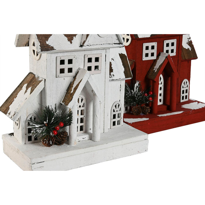 Коледна Украса Home ESPRIT Бял Червен 26 x 14 x 32 cm (2 броя)