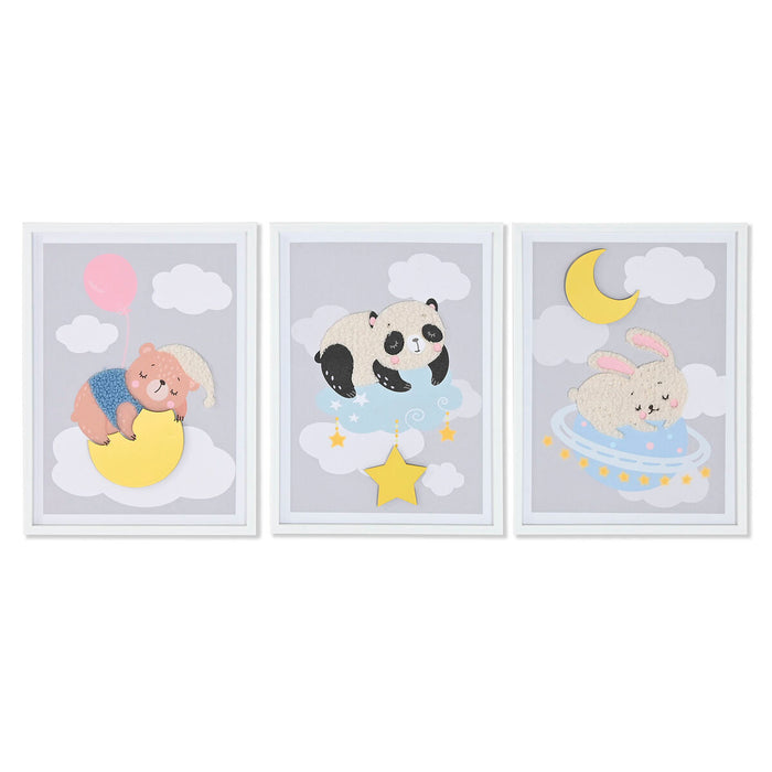 Картина Home ESPRIT Жълт Сив Детски 30 x 1,8 x 40 cm (4 броя)