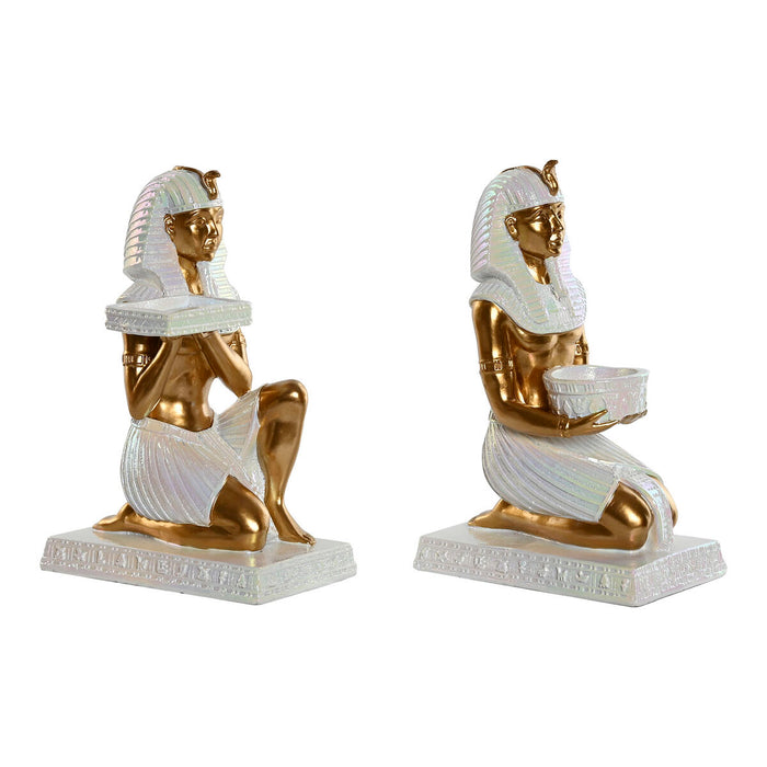 Декоративна фигурка Home ESPRIT Бял Златен Смола Ориенталски Египтянин 12,5 x 17 x 25 cm (2 броя)