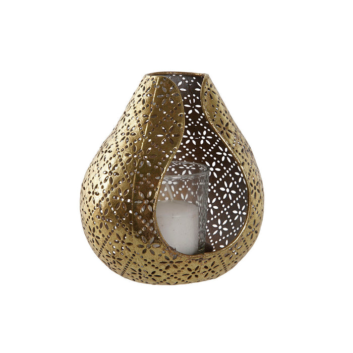 Поставка за свещ Home ESPRIT Златен Метал Кристал 12,5 x 11,5 x 13,5 cm