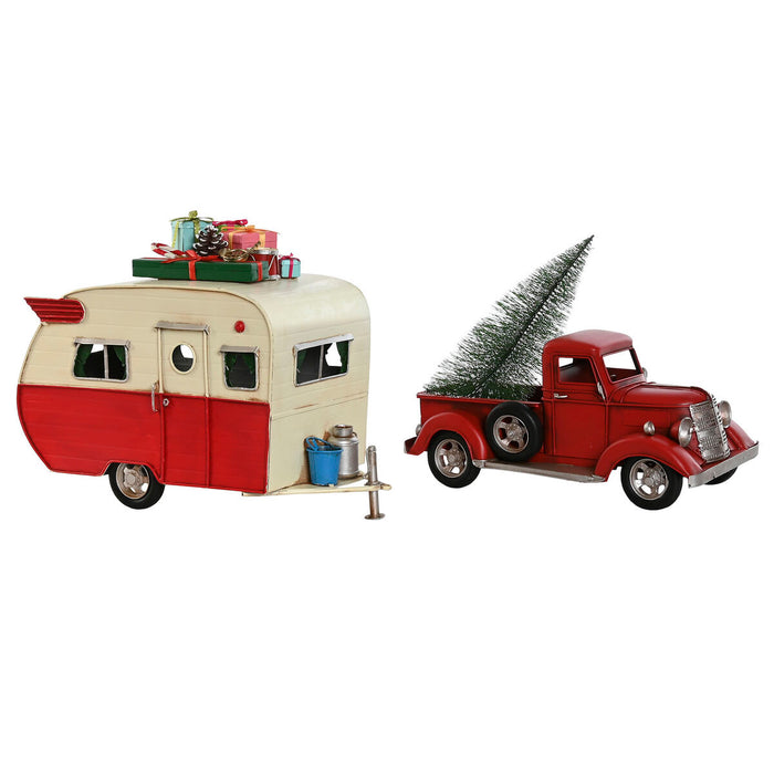 Коледна Украса Home ESPRIT Червен Караван 73 x 19 x 28,5 cm