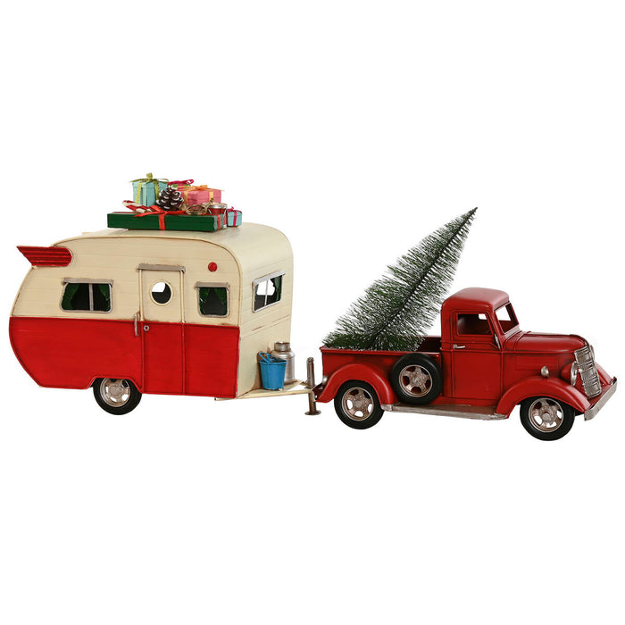Коледна Украса Home ESPRIT Червен Караван 73 x 19 x 28,5 cm