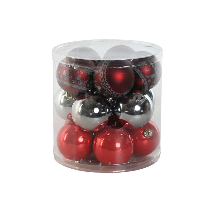 Коледни топки Home ESPRIT Червен Сребрист полиетилен 21,5 x 21,5 x 22,5 cm (15 Части)