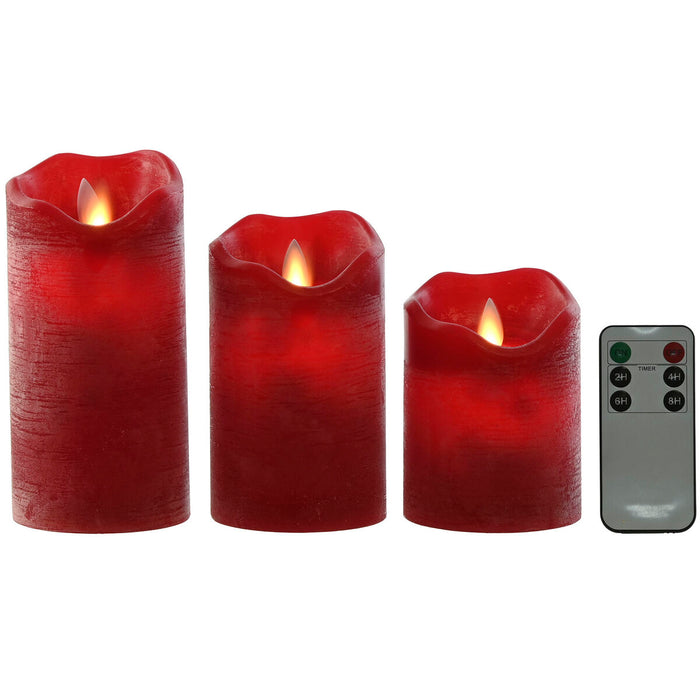 LED Свещ Home ESPRIT Червен 26,5 x 8 x 17 cm (3 Части)