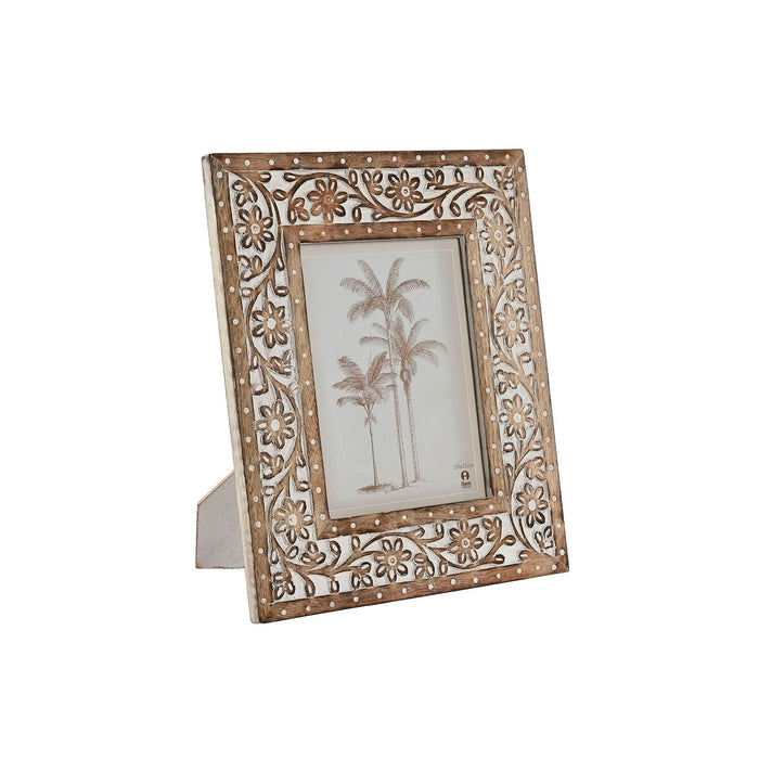 Рамка за снимки Home ESPRIT Бял Естествен Кристал Дърво манго Индианец 26,5 x 2 x 31,5 cm