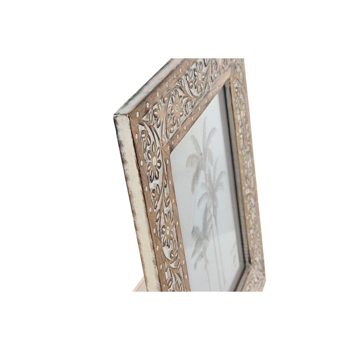 Рамка за снимки Home ESPRIT Бял Естествен Кристал Дърво манго Индианец 31,5 x 2 x 36,5 cm