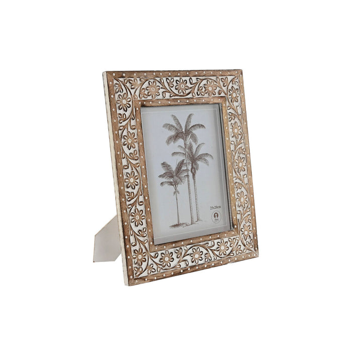 Рамка за снимки Home ESPRIT Бял Естествен Кристал Дърво манго Индианец 31,5 x 2 x 36,5 cm