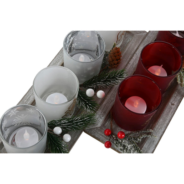 Коледен Свещник Home ESPRIT Бял Червен 40 X 9 X 13,5 cm (5 Части) (2 броя)