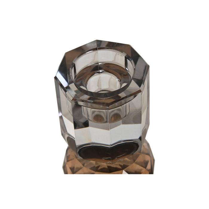 Поставка за свещ Home ESPRIT Жълт Сив Кристал 7 x 7 x 20 cm