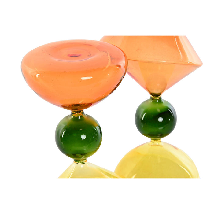 Декоративна фигурка Home ESPRIT Зелен Оранжев 10,3 X 10,3 X 19,5 cm Пясъчен часовник (2 броя)