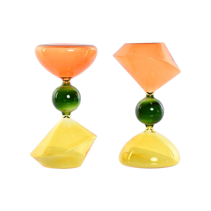 Декоративна фигурка Home ESPRIT Зелен Оранжев 10,3 X 10,3 X 19,5 cm Пясъчен часовник (2 броя)