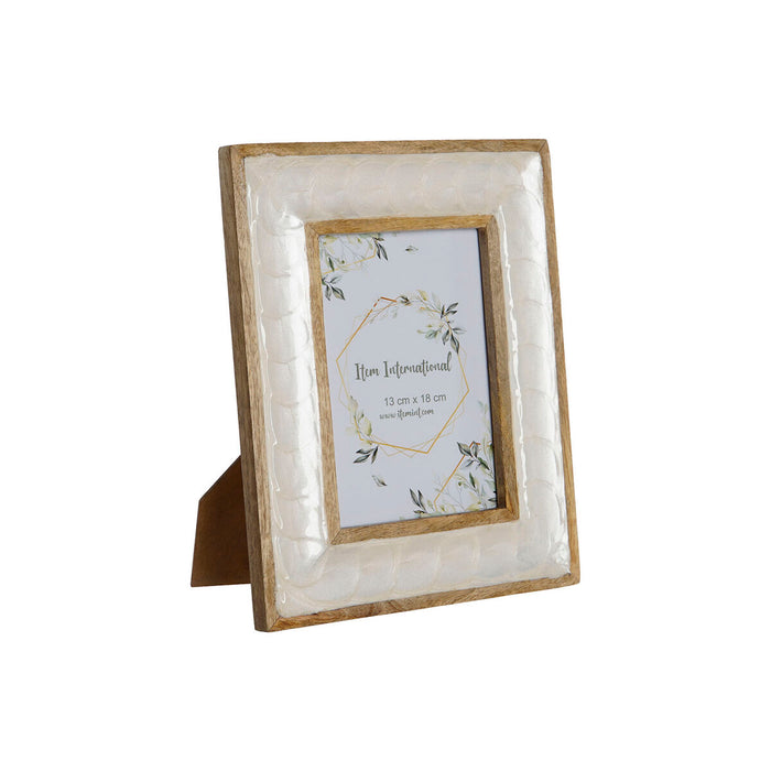 Рамка за снимки Home ESPRIT Бял Естествен Седеф Дърво манго Модерен 21,5 x 2 x 27 cm