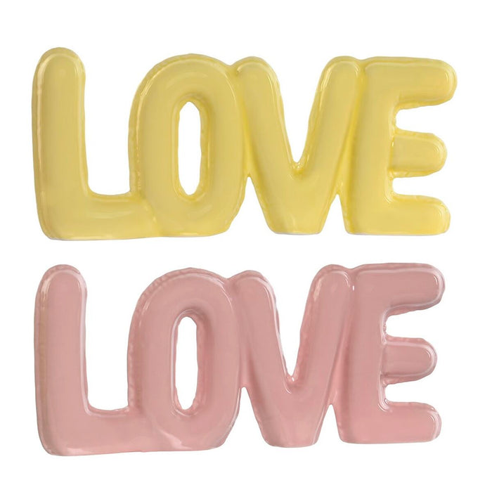 Декоративна фигурка Home ESPRIT LOVE Жълт Розов Детски 24 X 2,5 X 10 cm (2 броя)