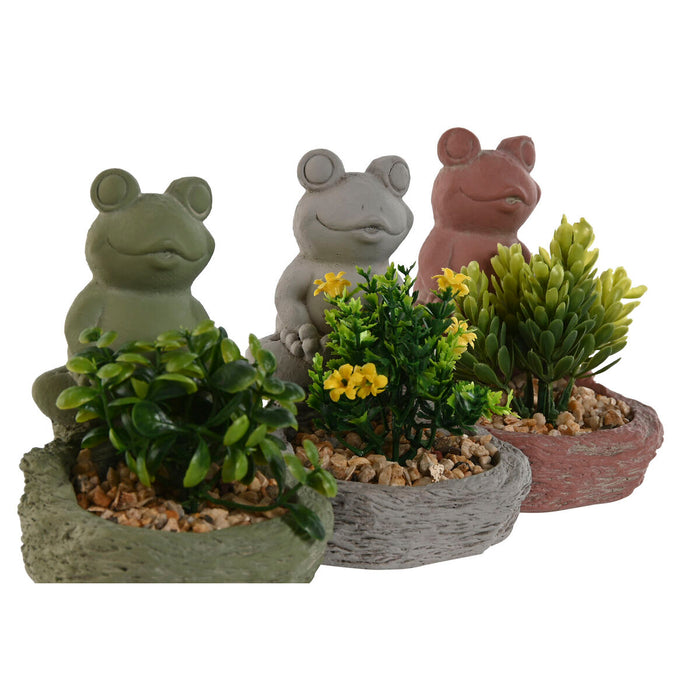 Декоративно Растение Home ESPRIT полиетилен Цимент Жаба 9 x 9 x 13 cm (3 броя)