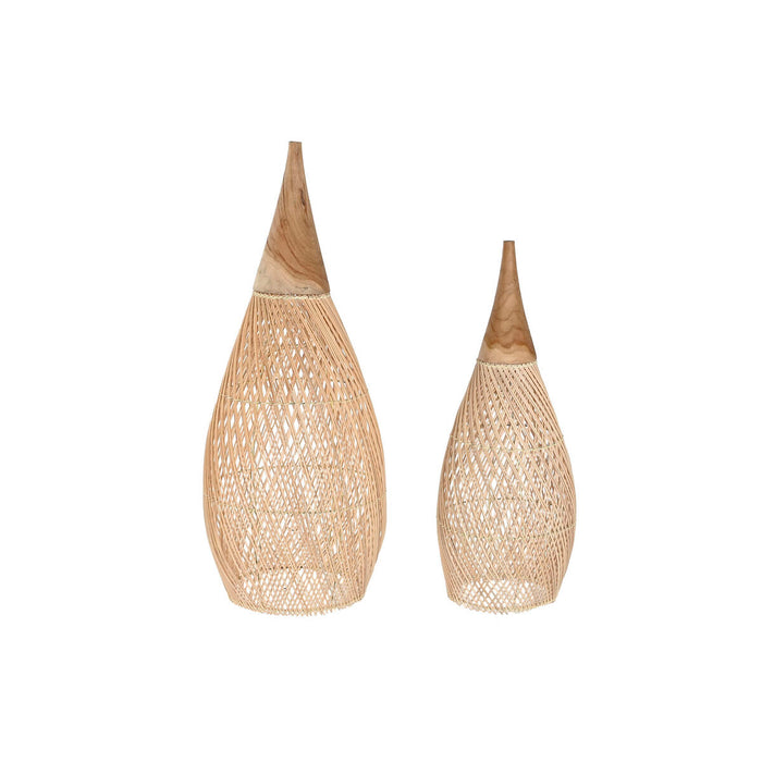 Купол на Лампа Home ESPRIT Естествен Бамбук тиково дърво 35 x 35 x 85 cm (2 броя)