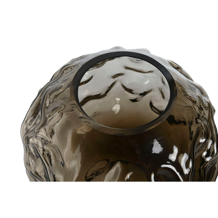Ваза Home ESPRIT Тъмно сив Кристал Модерен 21,5 x 21,5 x 19 cm