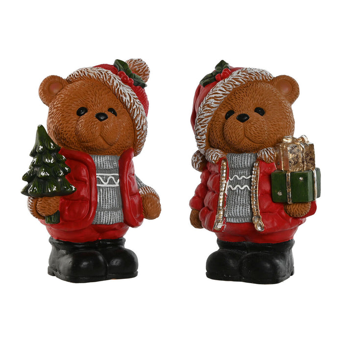 Коледна Украса Home ESPRIT Кафяв Червен Мечка (2 броя)
