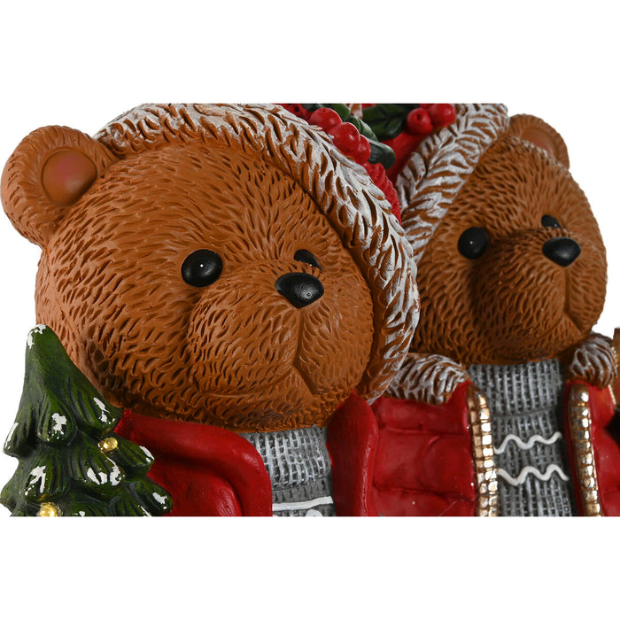 Коледна Украса Home ESPRIT Кафяв Червен Мечка (2 броя)