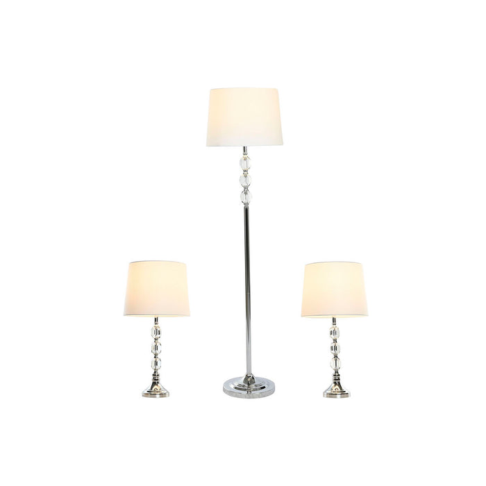 Лампион Home ESPRIT Бял Сребрист 50 W 220 V 35 x 35 x 150 cm (3 Части)