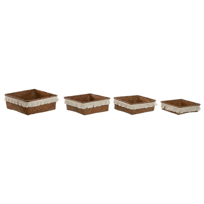 Игра на Кошници Home ESPRIT Естествено влакно Boho Износени 26 x 26 x 10 cm