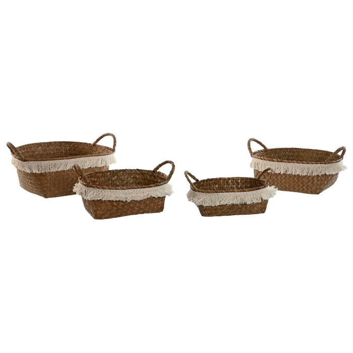 Игра на Кошници Home ESPRIT Естествено влакно Boho Износени 33 x 25 x 15 cm