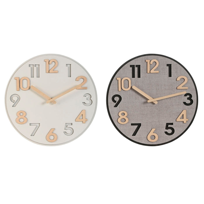 Стенен часовник Home ESPRIT Сив Естествен Дървен MDF 30 x 5 x 30 cm (2 броя)