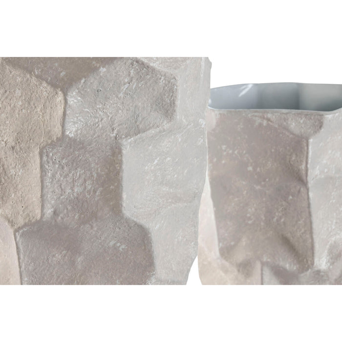 Комплект от 2 Вази Home ESPRIT Бежов Метал Модерен 20 x 20 x 48 cm 19 x 19 x 48 cm (2 Части)