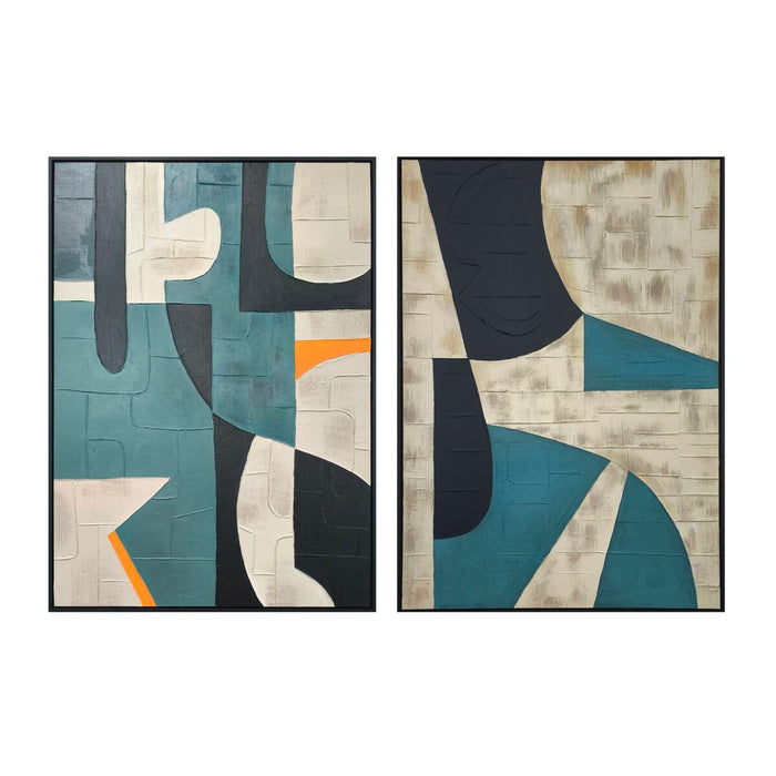 Картина Home ESPRIT Черен Зелен Град 83 x 3,5 x 123 cm (2 броя)